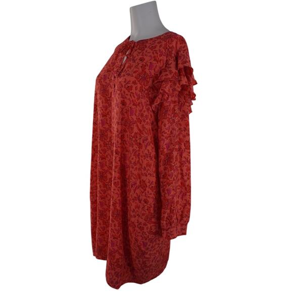 Vineyard Vines Papaya Floral Ruffle Sleeve Dress - L - Picture 4 of 8